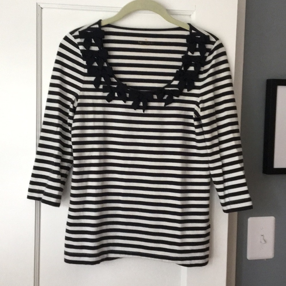 Kate Spade Black and White Stripe Bow Top Medium